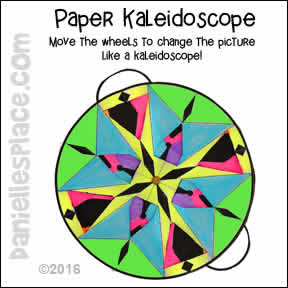 Paper Kaleidoscope Craft for Kids. Children turn the wheel to change the shapes.