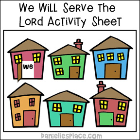 We Will Serve the Lord Memory Verse Coloring Sheet Activity