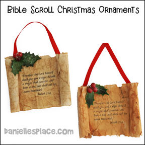 Christmas Scroll Ornmaent Craft for Isaiah 7:14 from www.daniellesplace.com 