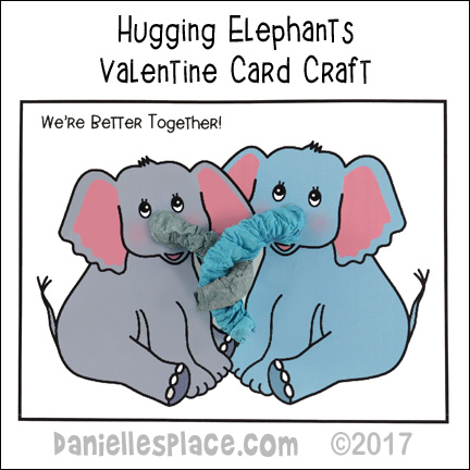 Hugging Elephants Valentine Card Craft from www.daniellesplace.com