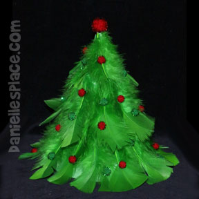 Feather Christmas Tree Craft for Kids
