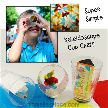 Super Simple Kaleidoscope Cup Craft for Children - Experiment with shapes and colors from www.daniellesplace.com