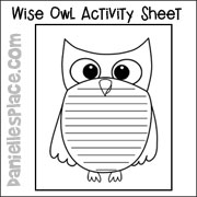 Owl Writing Activity Sheet from www.daniellesplace.com