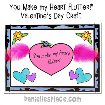 "You Make my Heart Flutter" Valentine's Day Craft from www.daniellesplace.com