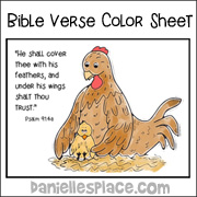 Under his Wings Bible Verse Coloring Sheets