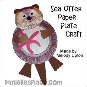 Paper Plate Sea Otter Made by Melody Upton using Danielle's Place Sea Otter Paper Plate Craft