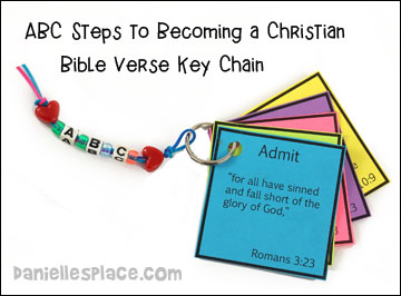 ABC Steps to Becoming a Christian Bible Verse Key Chain Craft