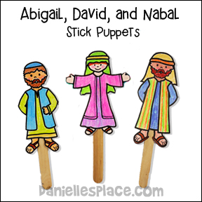 Abigail, David, and Nabal Stick Puppets