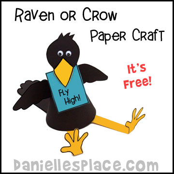 Raven or Crow Paper Craft for Children from www.daniellesplace.com