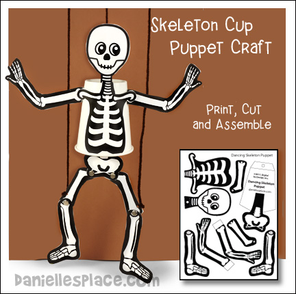 Skeleton Cup Puppet Craft from www.daniellesplace.com
