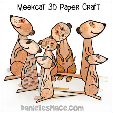 Meerkat 3D Folded paper Craft for Kids from www.daniellesplace.com