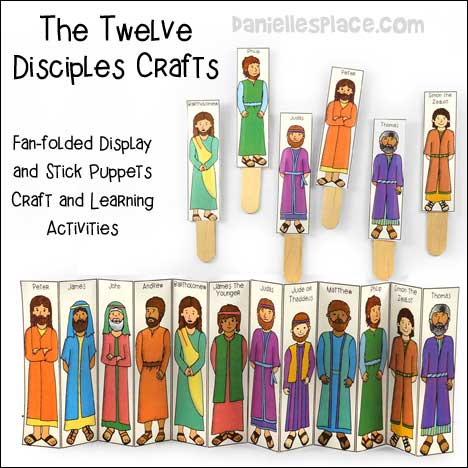 The Twelve Disciples Bible Stick Puppets and Fan-folded Display Craft for Sunday School