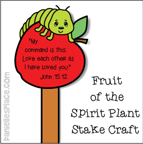Fruit of the Spirit Worm and Apple Plant Stake Craft