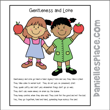 Gentleness and Love Go Hand in Hand Activity Sheet from www.daniellesplace.com