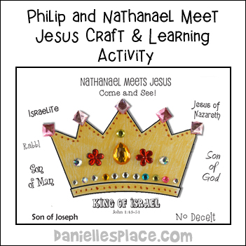 Nathanael meets Jesus Crown Craft and Learning Activity