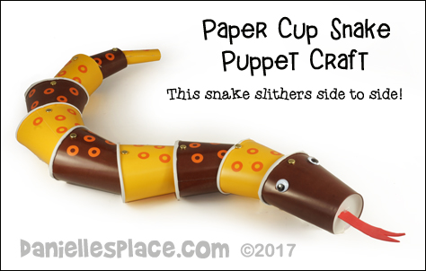 Paper Cup Snake Puppet Craft from www.danielllesplace.com