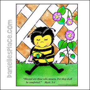 Bee Crying Coloring Sheet for Beatitude Bible Lesson from www.daniellesplace.com