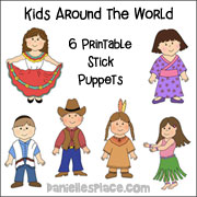 Kids from around the World Stick Puppets for Tower of Babel Bible Lesson