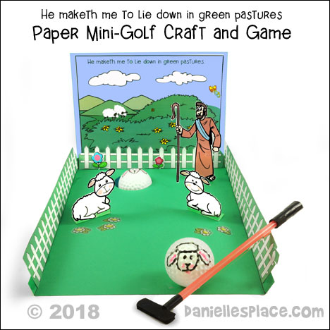 Paper Mini Golf Craft for Sunday School - Psalm 23 - from www.daniellesplace.com