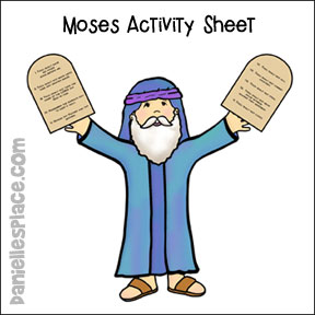 Moses Holding the Ten Commandments Coloring and Activity Sheet from www.daniellesplace.com