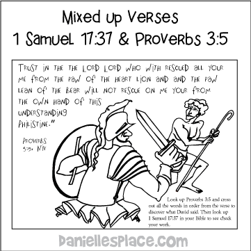 David and Goliath Bible Verse Review Sheet - 1 Samuel 17:37