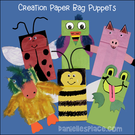 Creation Paper Bag Puppets Craft for Sunday School