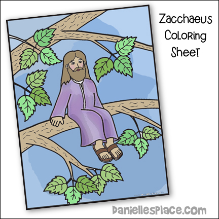 Zacchaeus in a Tree Coloring sheet for Sunday School