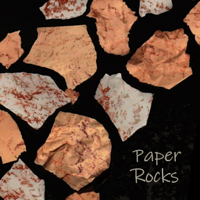 Paper Rocks made from crinkled paper and crayon rubbings