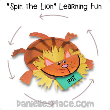 "Spin the Lion" Learning Activity for math and vocabulary