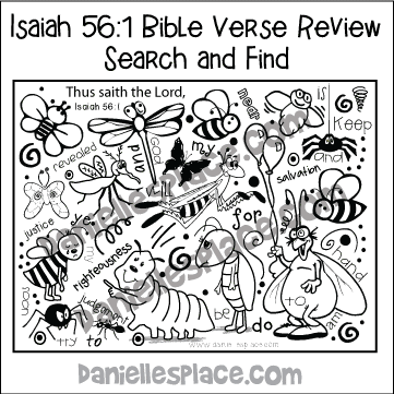 Isaiah 56:1 Bible Verse Review Search and Find Sheet