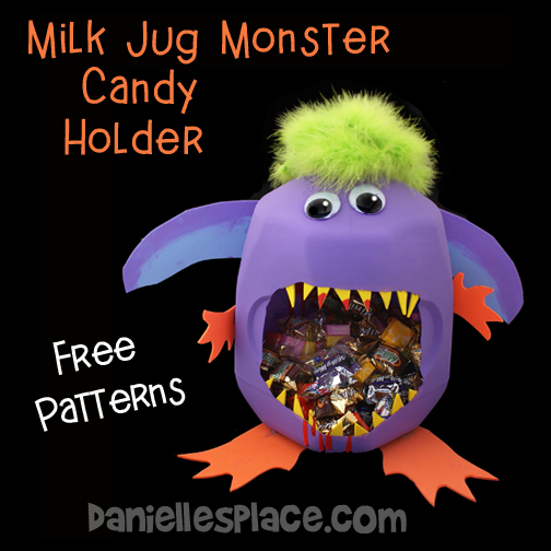 Milk Jug Monster Candy Caddy Halloween Craft from www.daniellesplace.com