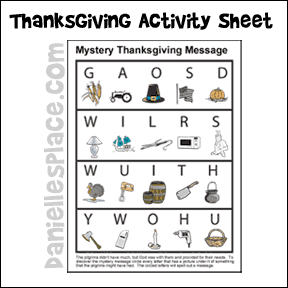 Thanksgiving Mystery Message Activity Sheet from www.daniellesplace.com