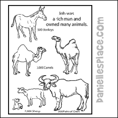 Sunday School Job's Animals Bible Color Sheet