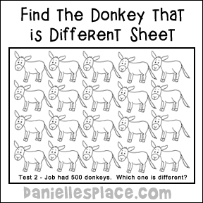 Sunday School Job 500 donkeys Activity Sheet