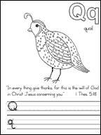 Sunday School Bible Craft  Letter Q worksheet from www.daniellesplace.com