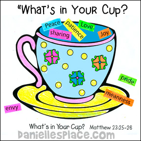 sunday school shats in your cup activity sheet bible craft