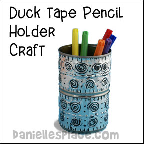 Silver Tape Pencil Holder Back to School craft for kids www.daniellesplace.com