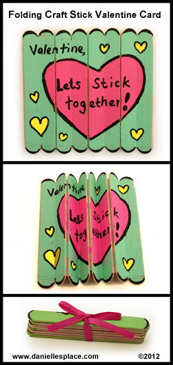  Folding Craft Stick Valentine's Day Card Craft www.daniellesplace.com