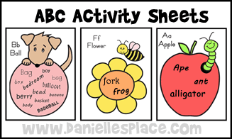 ABC Printable Activity Sheets with Hand-on Learning Games and Activities from www.daniellesplace.com
