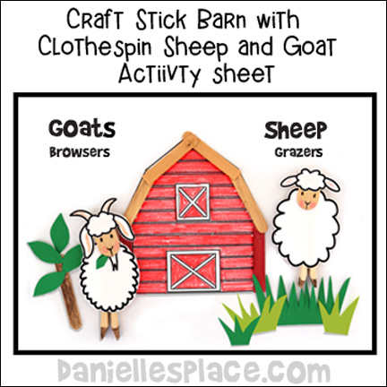 Goat or Sheep with Craft Stick Barn Craft from www.daniellesplace.com