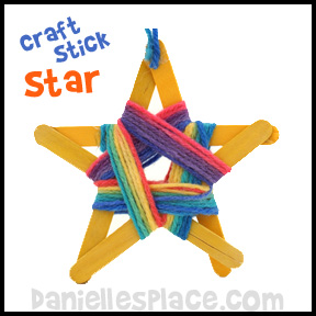 Craft Stick Star with Yarn Craft from www.daniellesplace.com