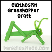 Grasshopper Clothespin Craft for Kids Home School Craft and Learning Activity from www.daniellesplace.com