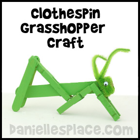 Grasshopper Clothes Pin Craft for Kids from www.daniellesplace.com