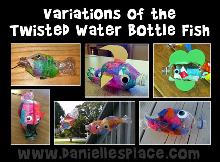 Variations of the Twisted Water Bottle Fish Craft from crafters on  www.daniellesplace.com
