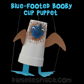 Blue-footed Booby Cup Puppet Craft for Kids from www.daniellesplace.com