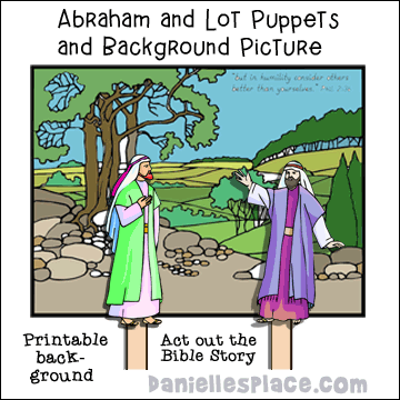 Abraham and Lot Stick Puppets and Stage Background