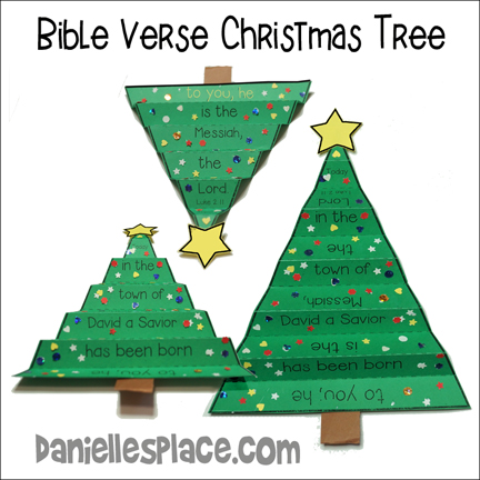 Fan-folded Christmas Bible Verse Christmas Tree Craft for Children's Ministry, Sunday School