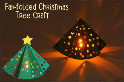 Christmas Tree Craft, Fan-folded Craft, Luminary christmas Tree Craft for Kids