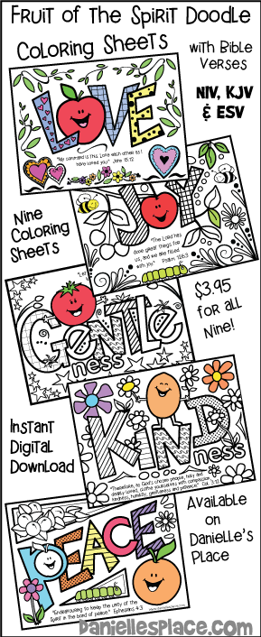 Fruit of the Spirit Coloring Sheets for Children's Ministry, Fruit of the Spirit Printables, Activity Sheets for Children, Doodle Sheets