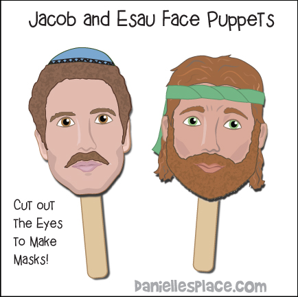 Jacob and Esau Bible Mask or Stick Puppets Craft